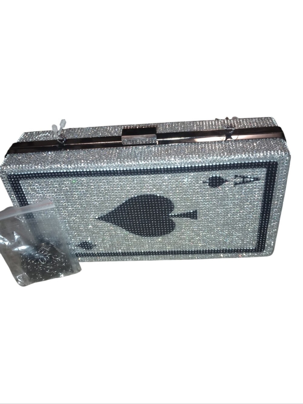 Spirit Crystal-Embellished Silver Ace of Spades Crossbody, NWT